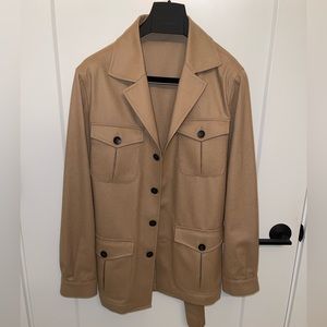 New SUITSUPPLY Belted Safari Jacket in Camel (Size: 38R)
